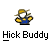 A static contact sheet showing two identical pixel art buddy icons with text promoting 'badassbuddy.com' on a gray background.