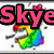 Pixelated icon with pink 'Skye' text, rainbow-colored character, and green 'inos!' text on white background.