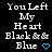 Pixelated text reads 'You Left My Heart Black && Blue' with a blue heart symbol on black background, two identical frames side-by-side.