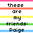 Pixelated text on a striped background lists names in two with 'these are my friends:' centered above