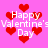 Pixelated pink background with red heart shapes and white text reading 'Happy Valentine's Day' repeated across the image.