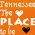 Pixelated orange background with white and black text reading "Tennessee Tennessee The The PLACE PLACE to be to be" alongside heart symbols.