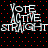 Pixelated text 'YOTE ACTNE STRAIGHT' on black background with red dots, two identical static frames shown side-by-side.