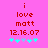 Pixelated red text on pink background reads 'i love matt 12.16.07' with five cyan and light blue asterisks below, two versions differ in asterisk arrangement.