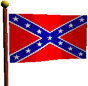 Four red flags with blue X-shaped stripes and white stars on wooden poles against a gray background.