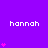 Purple background with repeated white 'hannah' text and pink heart icons in vertical stacks.