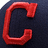 Red stylized C-shaped arrow on dark blue background with one frame showing gray background.
