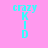 Cyan text 'crazy KID' on pink background with blue horizontal bars appearing and disappearing in different positions across frames.