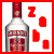 Animated sequence showing a bottle with red label and silver cap, surrounded by red and black pixelated shapes changing positions across frames.