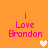 Pixelated orange background with pink text reading 'i Love Brandon' and a white heart icon that changes color