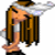 Pixelated cartoon character with long brown hair holding a white object, next to text reading "Brunettes Do It Better!" on a transparent background.