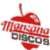 Red apple-shaped icon with 'MADISON DISCOS' text, animated rotation showing multiple angles of the same design.