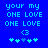 Blue background with cyan pixelated text and symbols arranged in two identical vertical