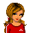 Pixel art contact sheet showing three frames of a female character in red sportswear with visible text elements arranged across the grid.