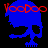 Blue skull with red 'Voodoo' text above it, displayed in a of four showing different background colors and partial visibility