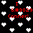 Black background with scattered white pixel hearts and red text reading "I ♡ #9829 Conner!" in multiple positions.