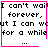 Four identical pixelated with pink borders display text about waiting, each containing a small symbol at the bottom-right