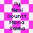 Two side-by-side pixelated grids display identical text lists against contrasting pink-and-white backgrounds, one with square and the other with diamond-shaped