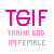 Pixelated text displays 'TGIF' in bright pink above two lines reading 'THANK GOD IM FEMALE' in lighter pink on white background.