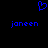 Blue pixelated heart symbol above two instances of the text 'joneen' on a black background.