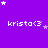 Purple background with white text 'krista<3' repeated in a , scattered white and light purple stars of varying sizes