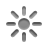 Monochrome sun icon with central circle and eight radiating segments on light gray background.
