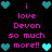 Pixelated text and heart icons on black background with pink and cyan colors, arranged in a pattern