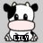Pixelated cow icon with black-and-white patches, pink nose, and 'LILY' text on a gray background.