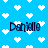 Blue background with white pixelated hearts and four instances of the name 'Danielle' in dark blue text, each with slight pixelation variations.