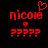 Red pixelated text 'nicole' with a heart symbol above it and question marks below, displayed on black background.
