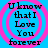 Blue background with four identical pink concentric circles containing black text reading "U know that I Love You forever" in pixelated font.