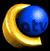A golden crescent encircles a sphere with 'atv' text; the sphere alternates between blue, red, and split blue-red states