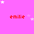 A static image with a bright pink background featuring repeated red text 'emilie' and scattered white stars of varying sizes.
