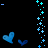 Animated sequence of blue heart icons and partial text fragments on a black background with vertical star patterns.