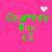 Pixelated green text 'Courtney Rox' with '43' below on bright pink background, featuring four distinct animated white pixel symbols: a heart, starburst, and two variations of dot clusters.