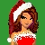 Pixelated character in Santa hat and red dress with white trim, green background, text 'I'm Santa's Naughty' and 'Elf'.