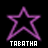 Two side-by-side animated frames of a purple star icon with the text "TABATHA" below it, showing a glow effect difference between frames.