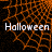 Halloween-themed buddy icon with orange spiderweb pattern on black background and white text.