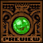 Pixel art collage of six distinct scenes: ornate green gem in brown frame, golden statue with hand on hip, stone archway with purple flowers, stone structure with dark opening, armored figure with glowing sword, and shield emblem with red/green details.