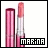 Pixelated image of two pink lipsticks with a black border and 'MARINA' text in white block letters at the bottom right.