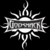 Pixelated black-and-white icon featuring a central banner with indistinct text surrounded by radiating lines and abstract shapes on a transparent background.