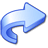 Pixelated blue arrow icon with curved tail pointing right, rendered in light to dark blue gradient on gray background.