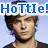 A pixelated image of a person with layered blue text overlays reading 'HoTtIe!', 'I lOvE', 'EiLe!!!', 'ReIIE', '+', 'zAc =', and '<3' against a light blue background.
