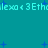 Teal background with repeating light cyan text 'lexo < 3 Eth' and scattered blue plus signs in a pixelated style.