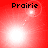 Four red-tinted display the word 'Prairie' with a bright white light source moving through dotted lines across each