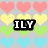 Pixelated heart pattern with three text overlays on a gray background, featuring pink, yellow, green, and cyan hearts.