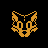 Pixelated orange fox head with black eyes and nose on solid black background, rendered in 8-bit style.