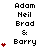 Pixelated text lists names with red heart symbols varying in quantity across three on a white background