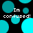 Black background with scattered cyan circles of varying sizes, white text reading "Im confused!" in two