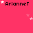 A pink background displays the text 'ArianneT' in black pixelated font with white and pink stars scattered around, some text instances have a white star above them.
